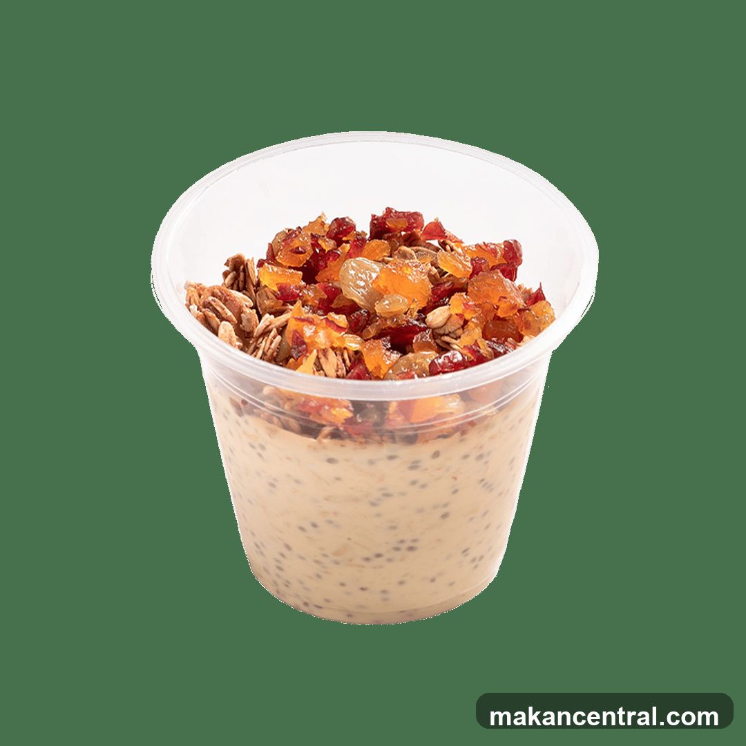 Overnight Oats with Granola and Dried Fruit