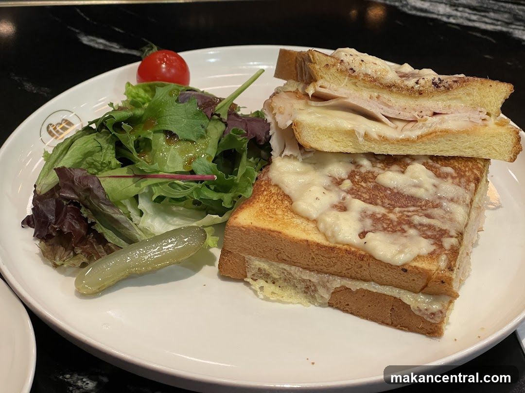 Turkey and Cheese Sandwich with Salad