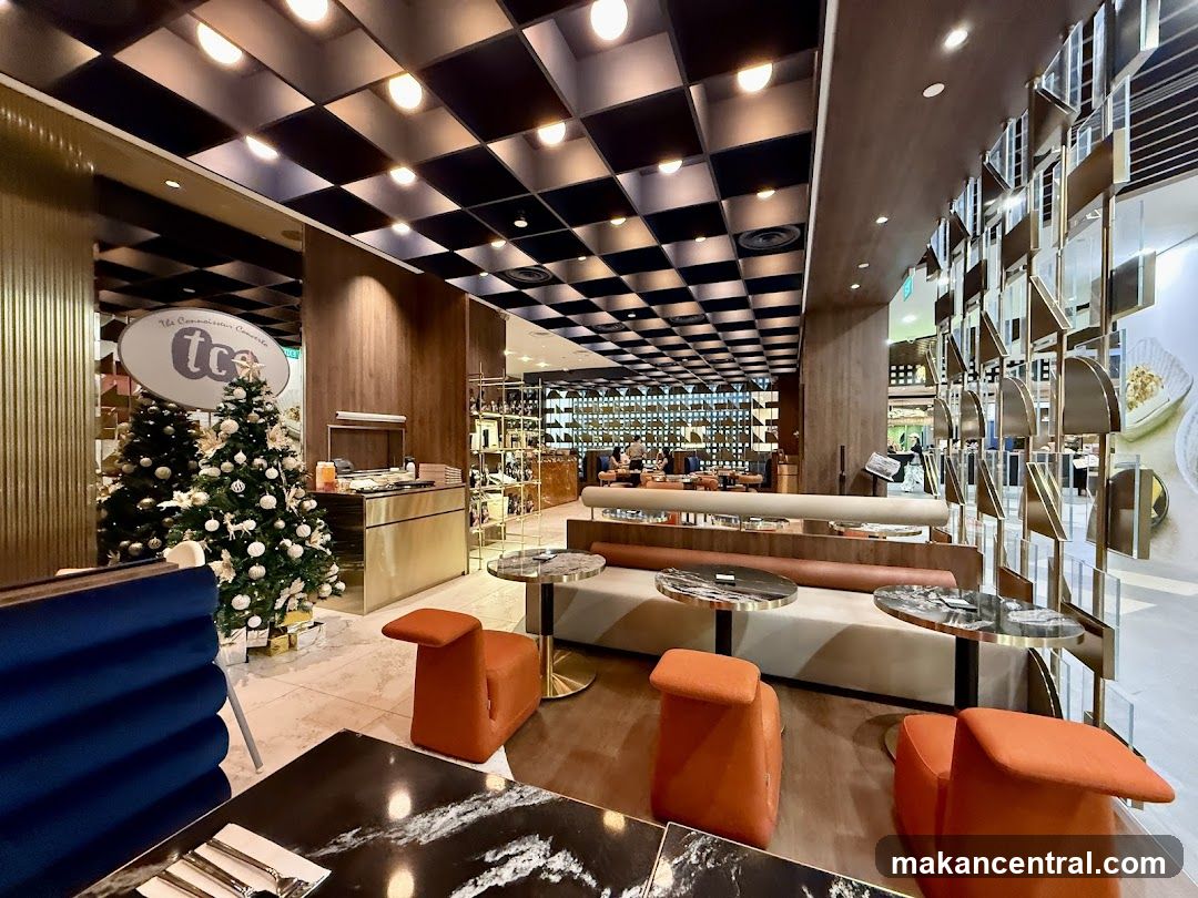 Restaurant Interior with Christmas Decorations