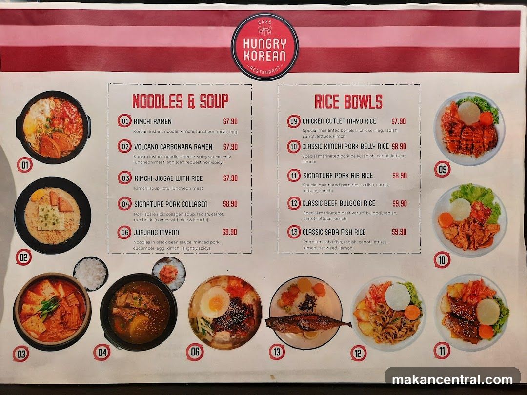 Hungry Korean Restaurant Menu