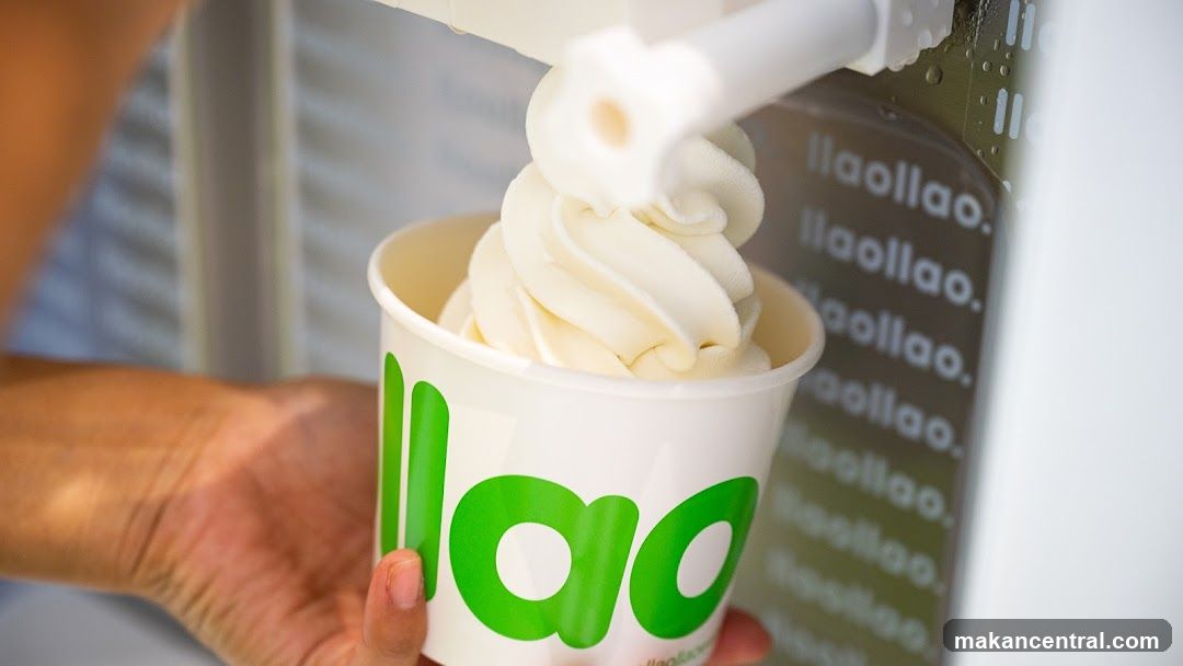 Frozen Yogurt Being Dispensed