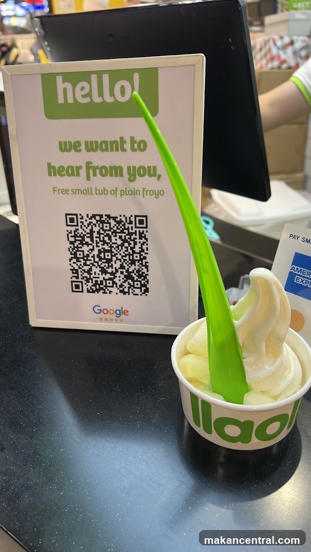 Yogurt cup with a sign