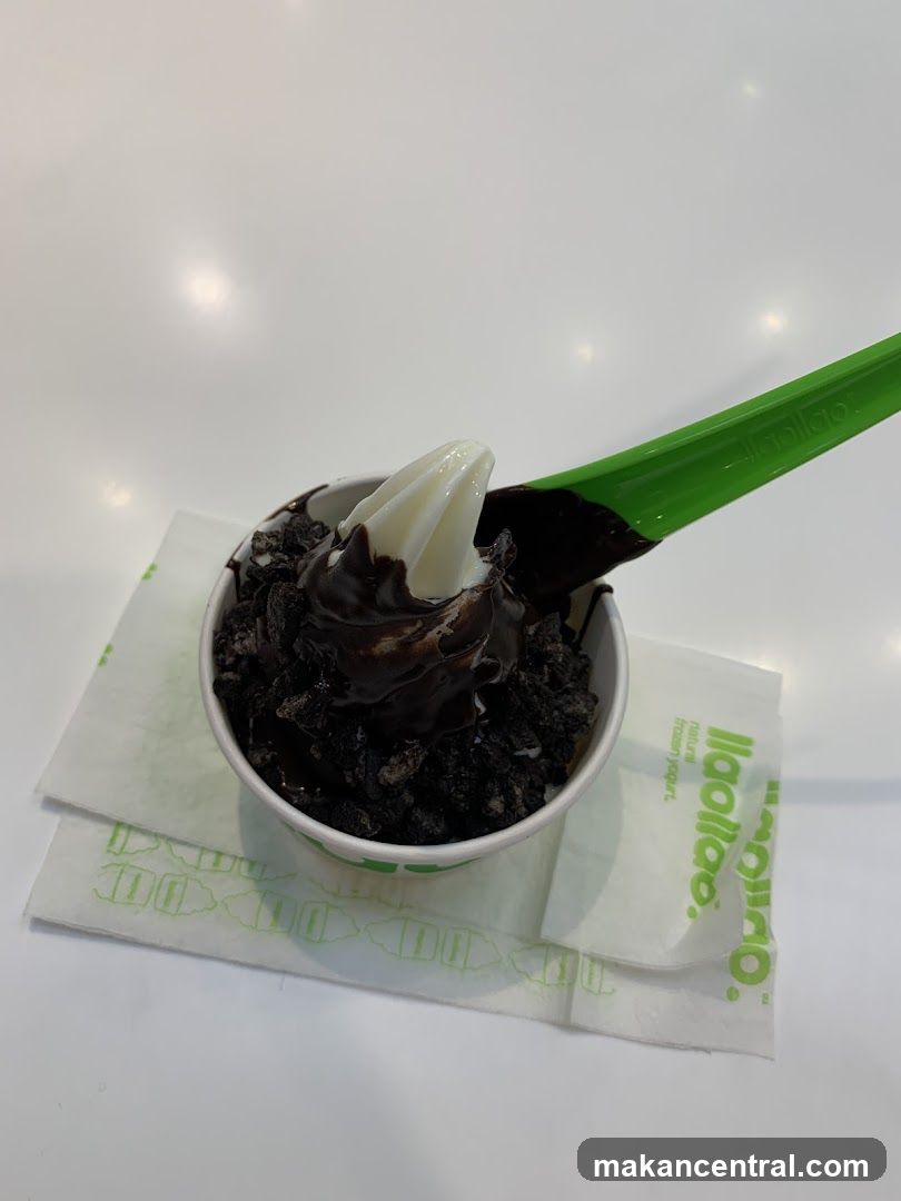 Frozen Yogurt with Chocolate and Cookie Crumble