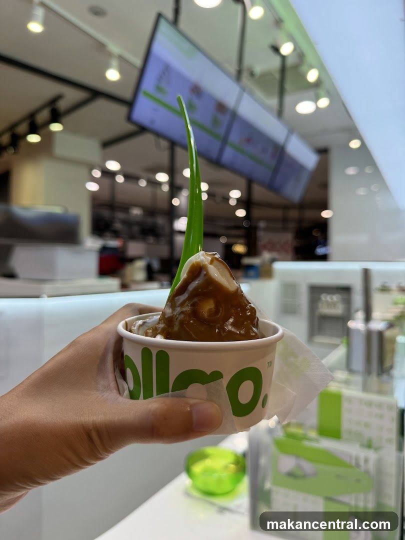 Frozen Yogurt with Caramel Topping