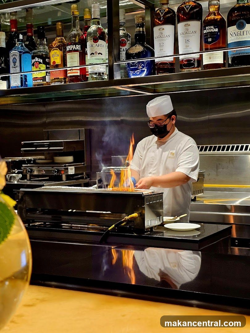 Chef cooking with flames