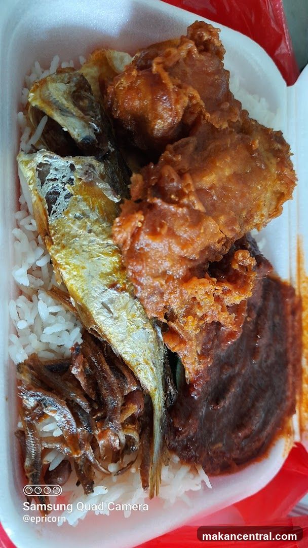 Nasi Lemak with Fried Fish and Chicken