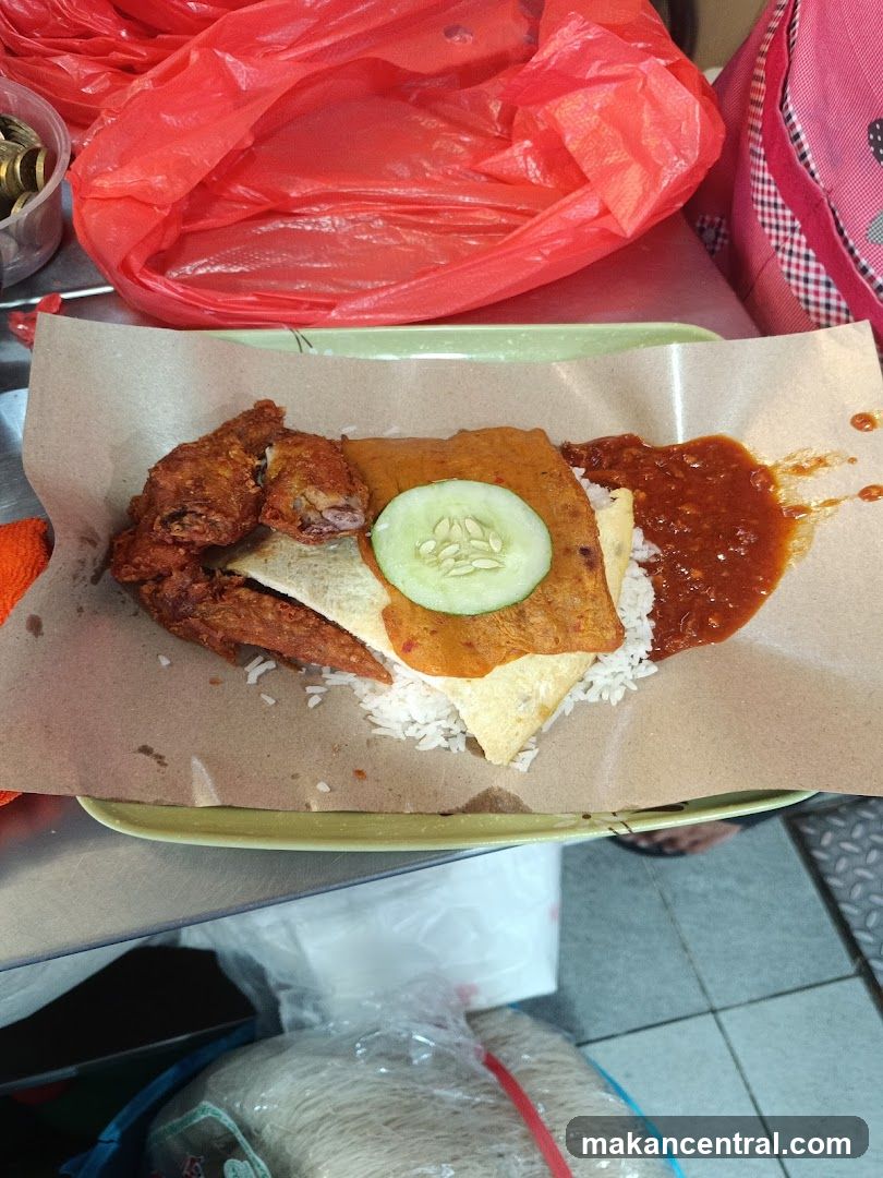 Nasi Lemak with Fried Chicken Wing