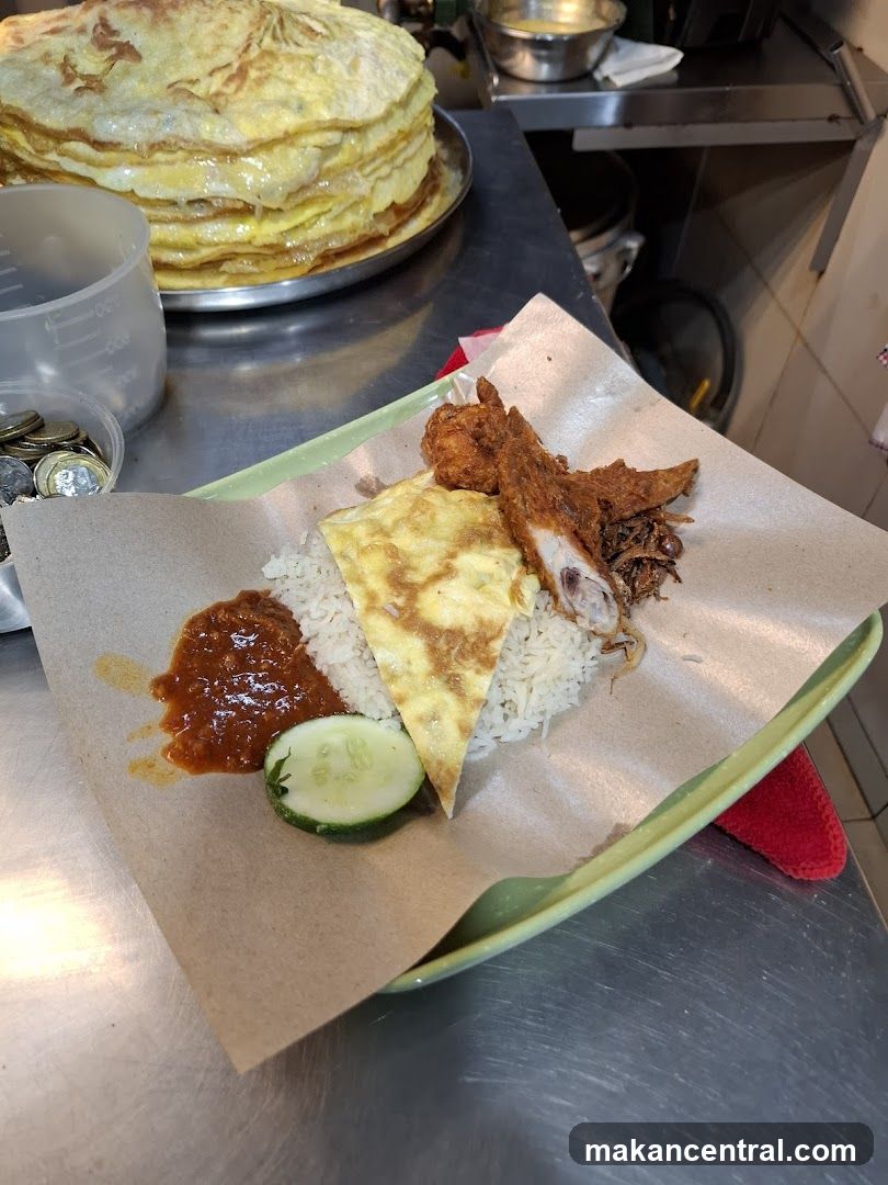 Nasi Lemak with Fried Chicken