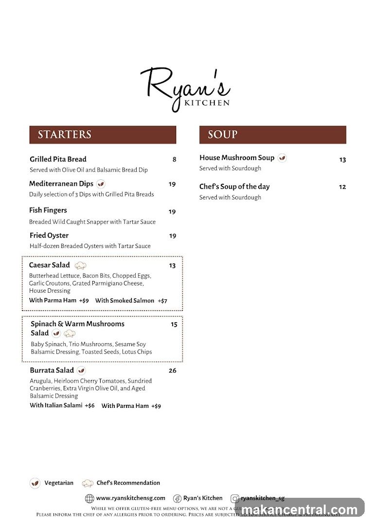 Ryan's Kitchen Menu