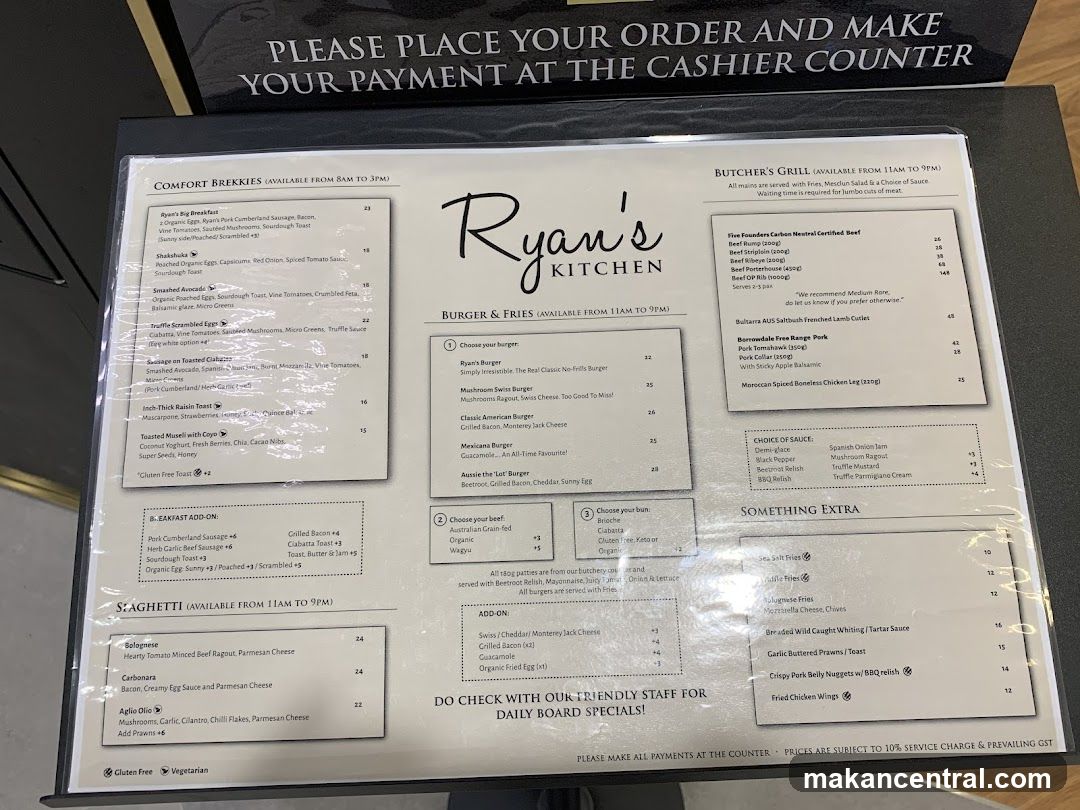 Ryan's Kitchen Menu