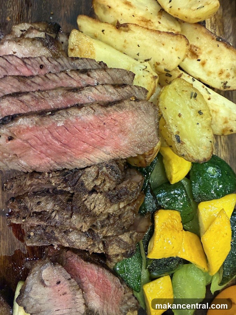 Sliced Steak with Potatoes and Vegetables