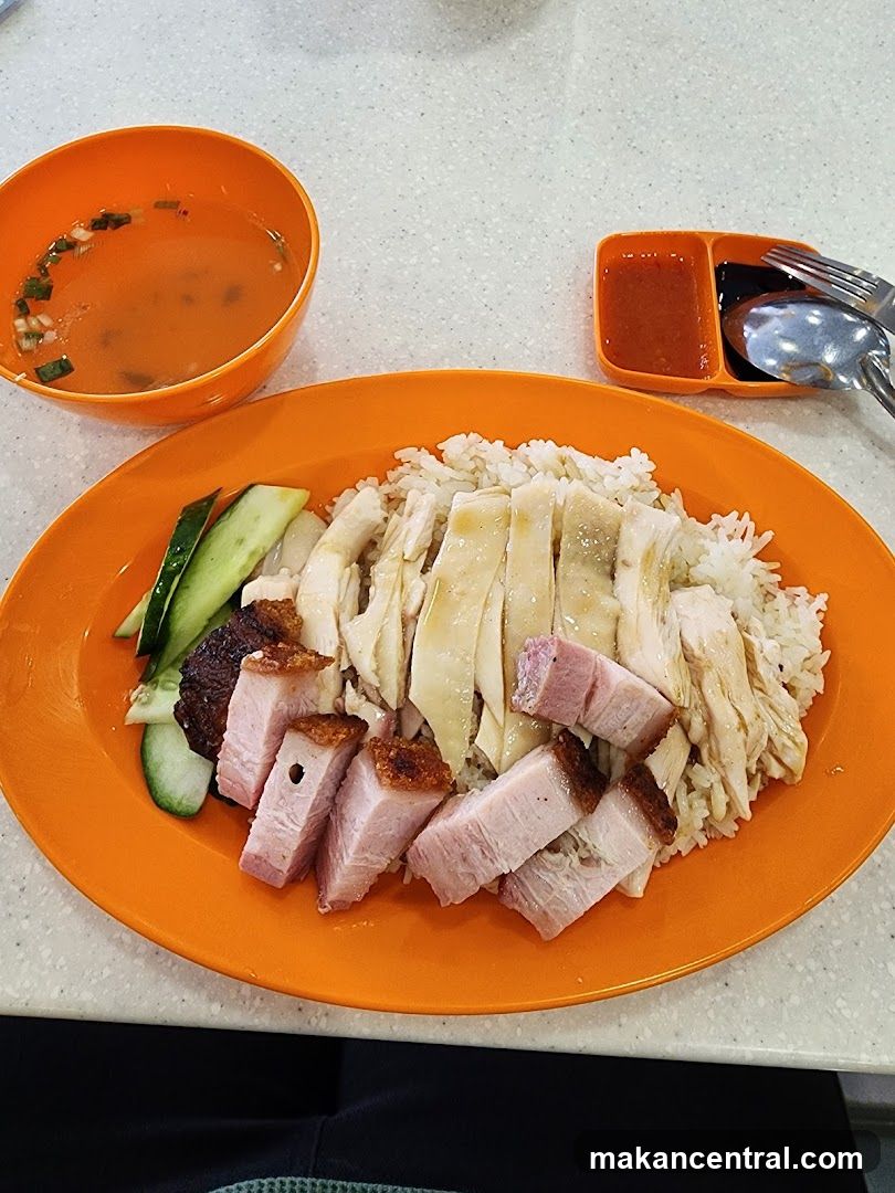 Hainanese Chicken Rice with Roasted Pork