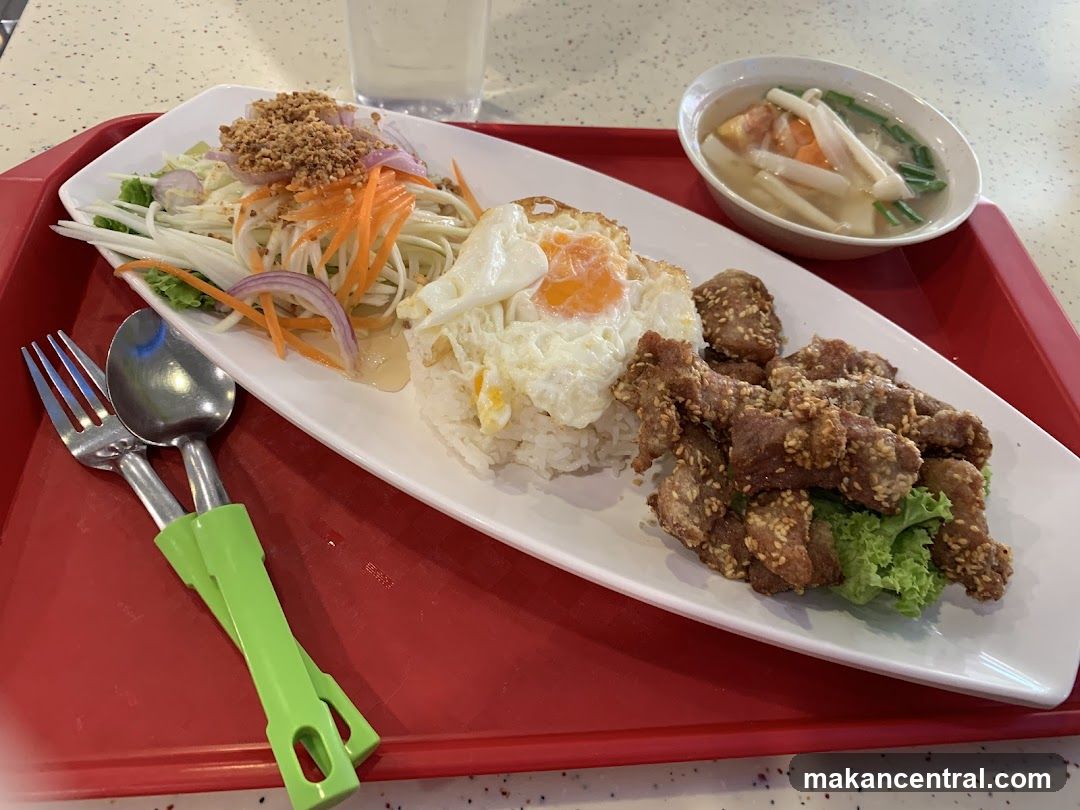 Meal with Fried Pork and Salad