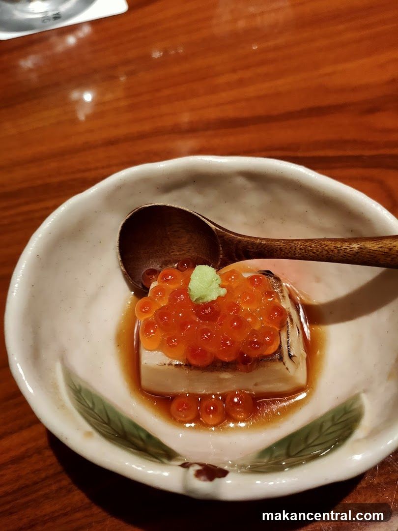 Tofu with Ikura and Wasabi