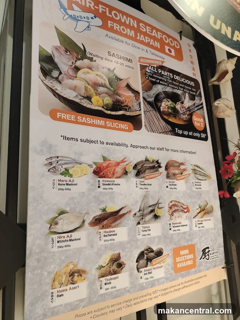Air-Flown Seafood Menu
