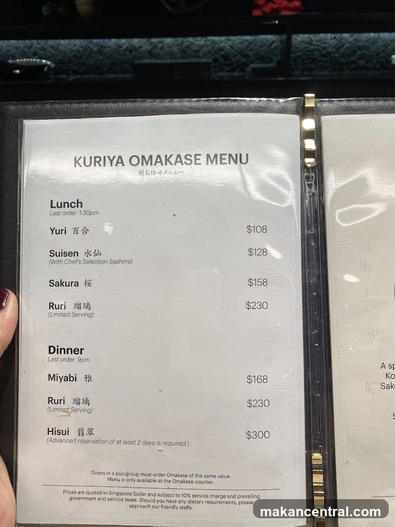 KURIYA OMAKASE MENU