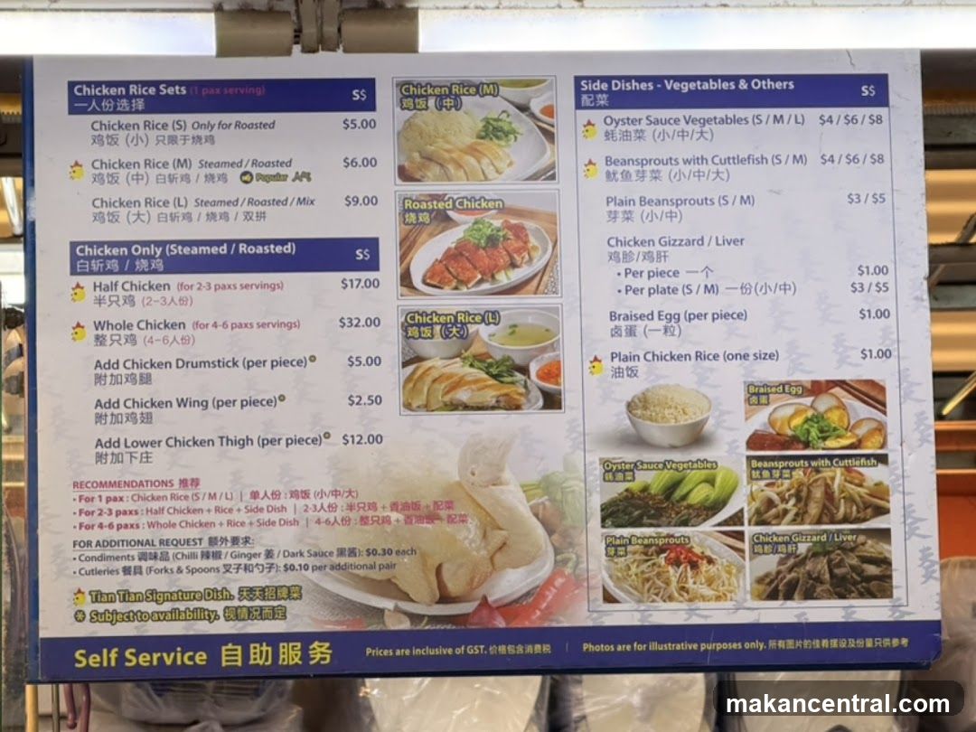 Chicken Rice Menu