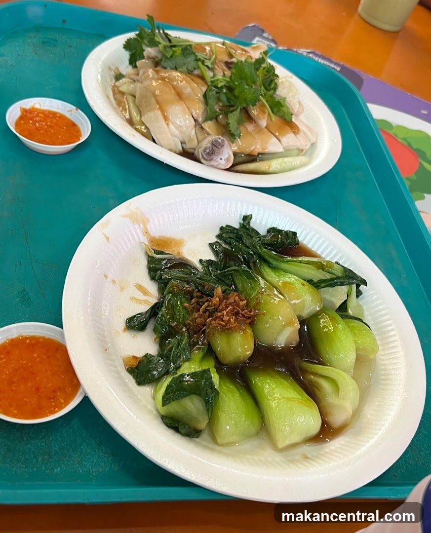 Hainanese Chicken Rice and Stir-fried Bok Choy