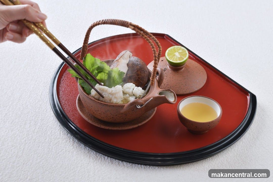 Steaming Hot Pot Dish with Chopsticks