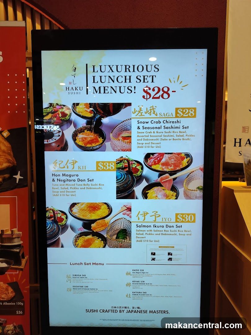 HAKU SUSHI LUXURIOUS LUNCH SET MENUS