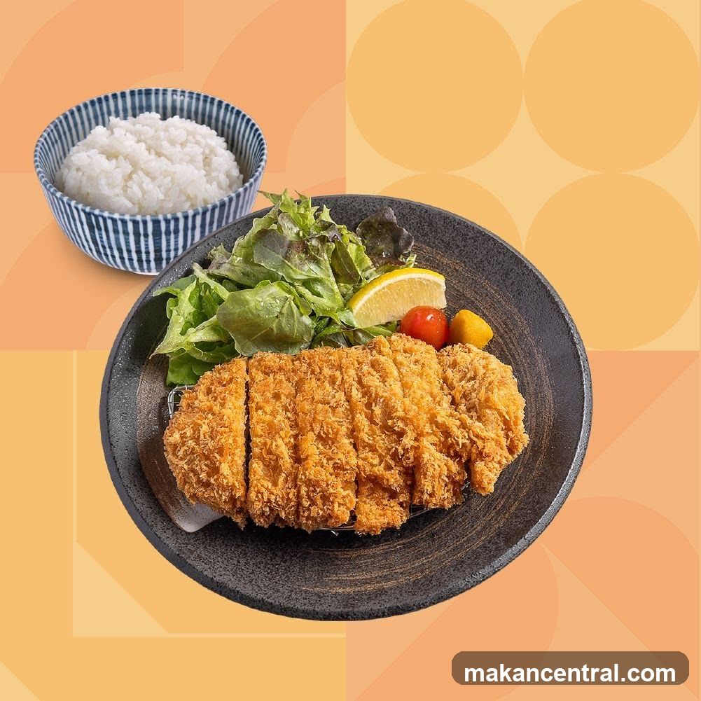 Crispy Pork Cutlet with Rice and Salad