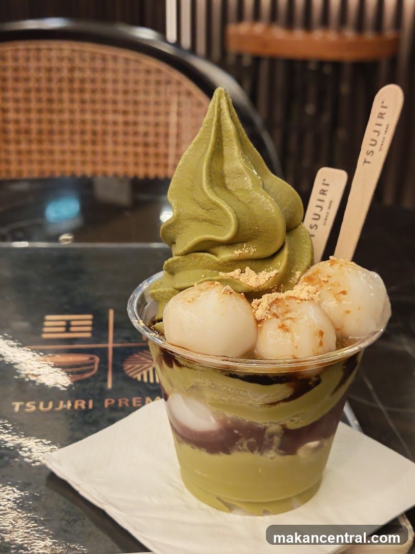 Matcha parfait with mochi
