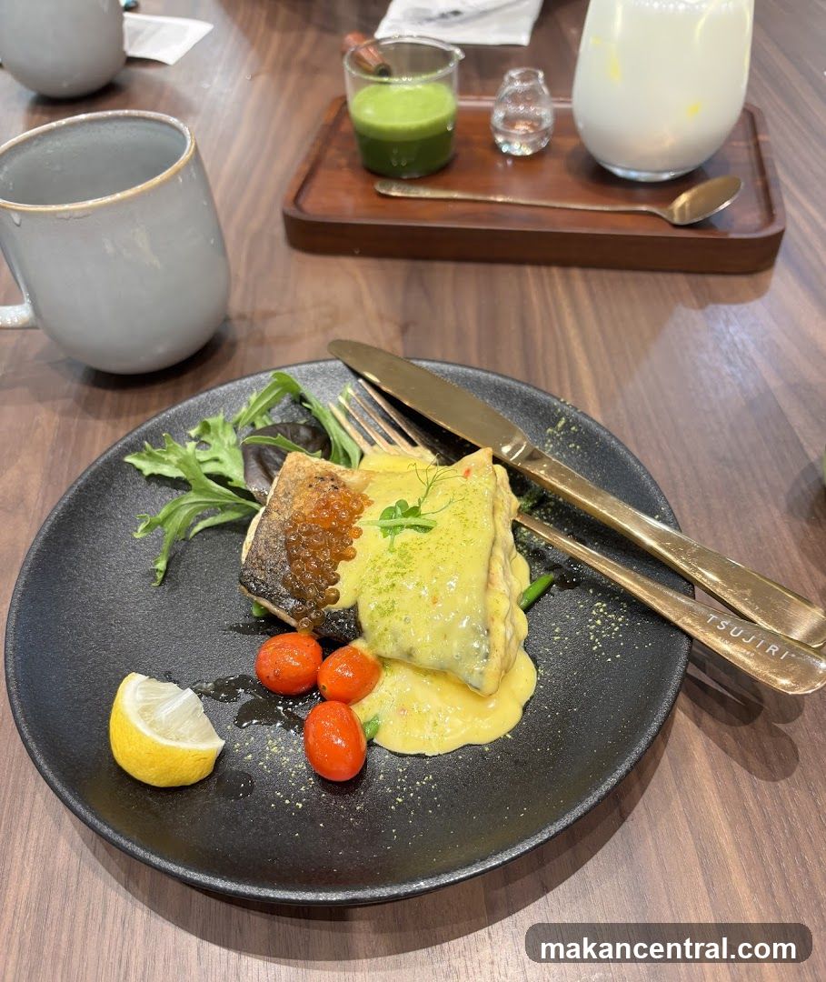 Salmon Dish with Sauce and Sides