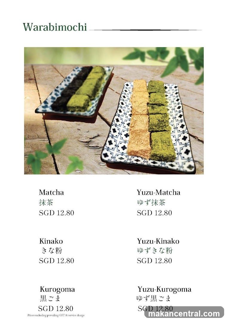 Warabimochi Menu