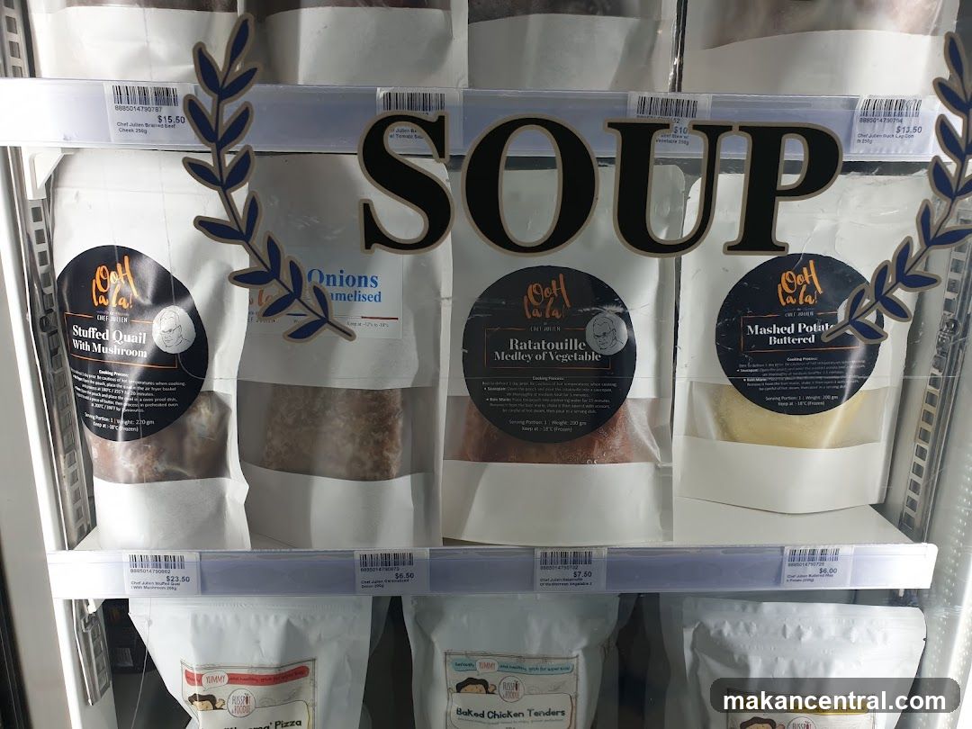 Soup and other food items