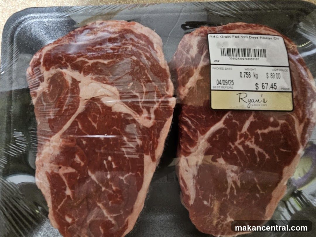 Two steaks in packaging