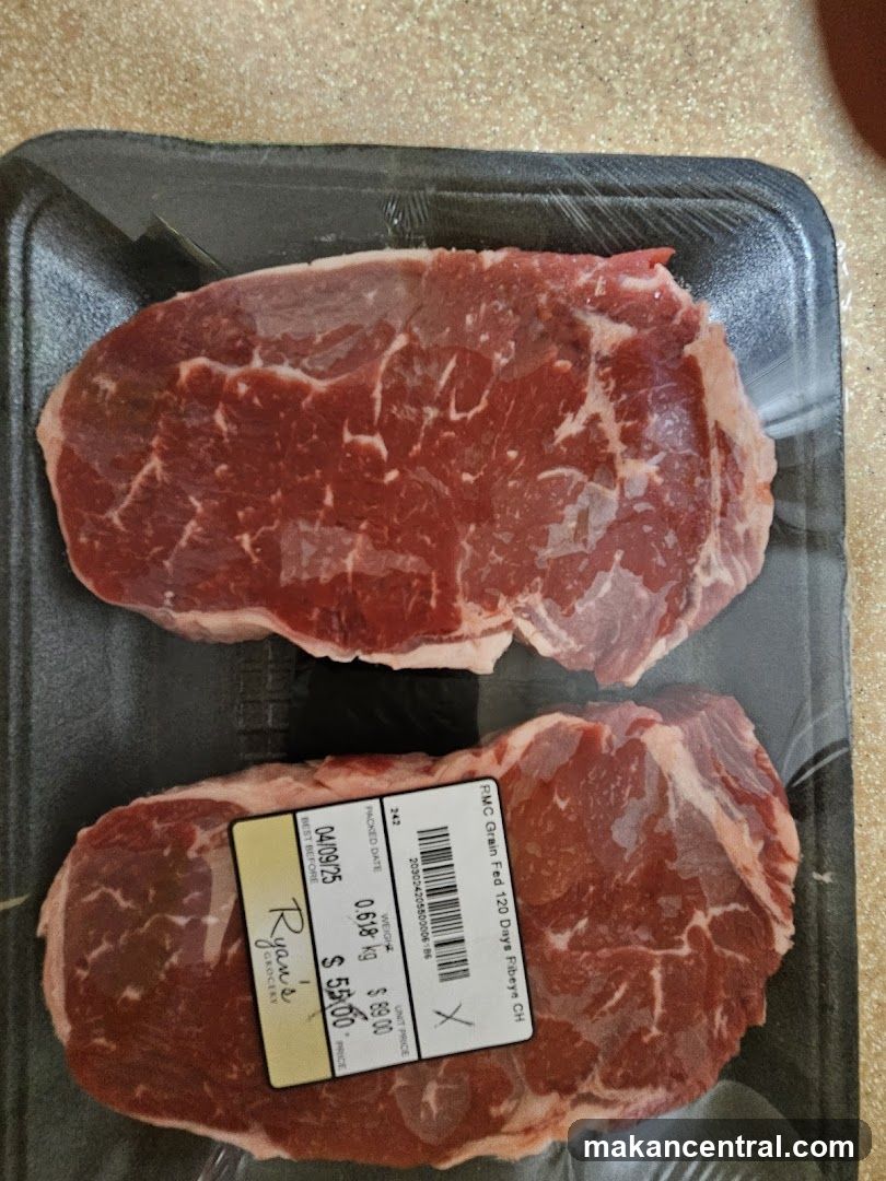 Two steaks in packaging
