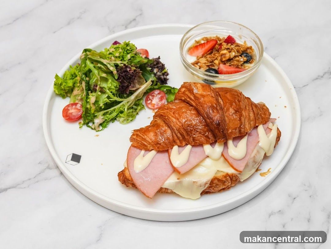 Croissant Sandwich with Salad and Yogurt Parfait