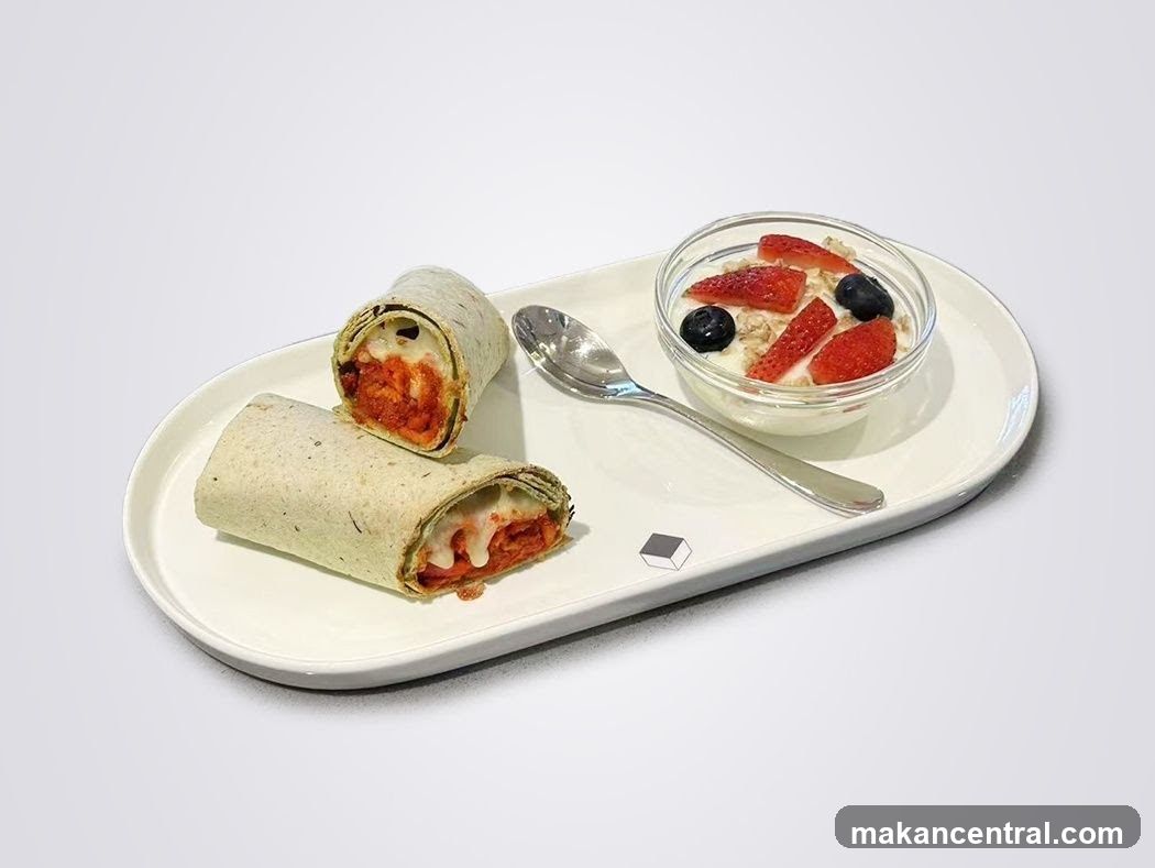 Chicken Wrap and Yogurt Parfait