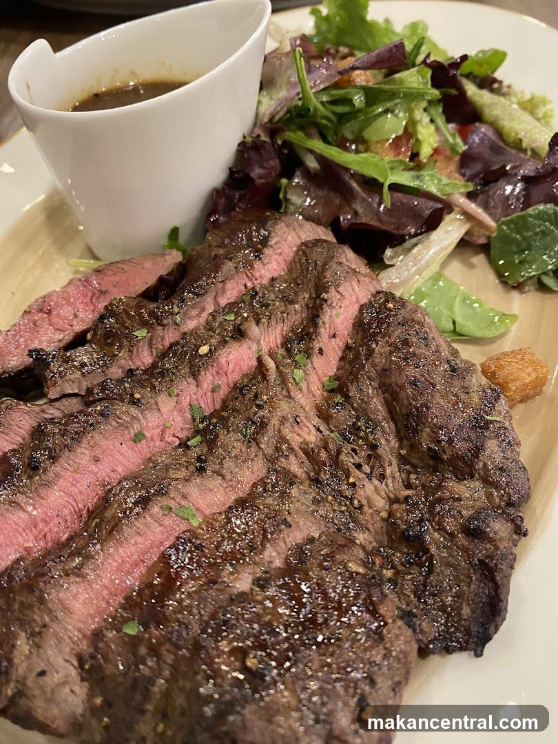 Sliced Steak with Salad and Sauce