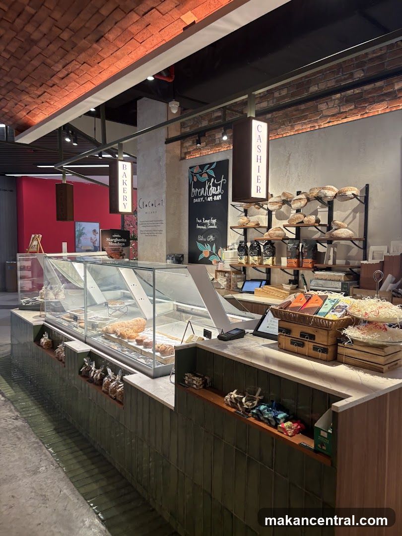 Bakery Counter with Pastries and Bread