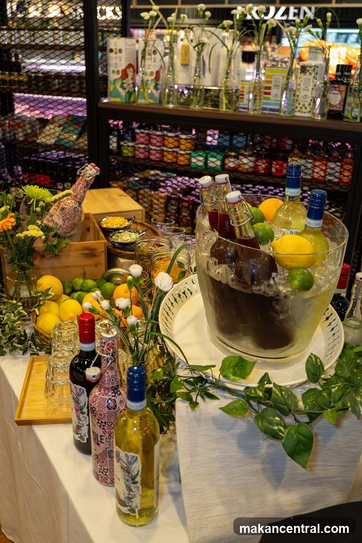 Bottles and Fruit Display