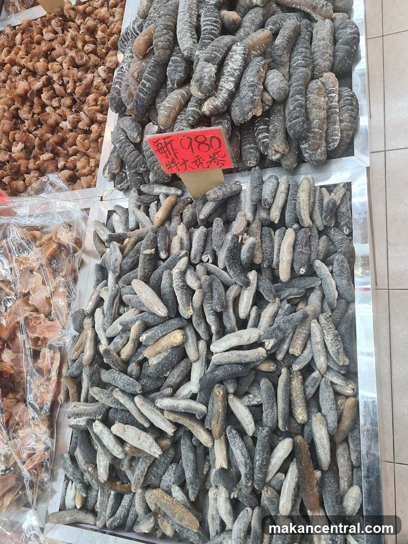 Sea Cucumber Display at Market Stall