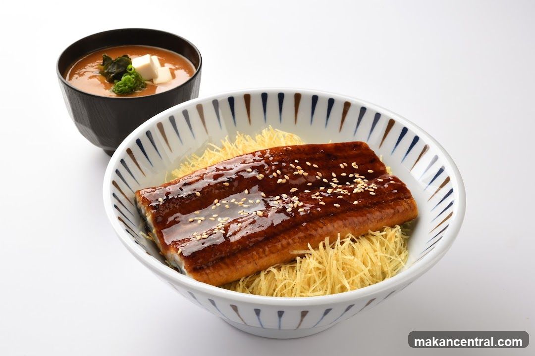 Unagi Donburi with Miso Soup