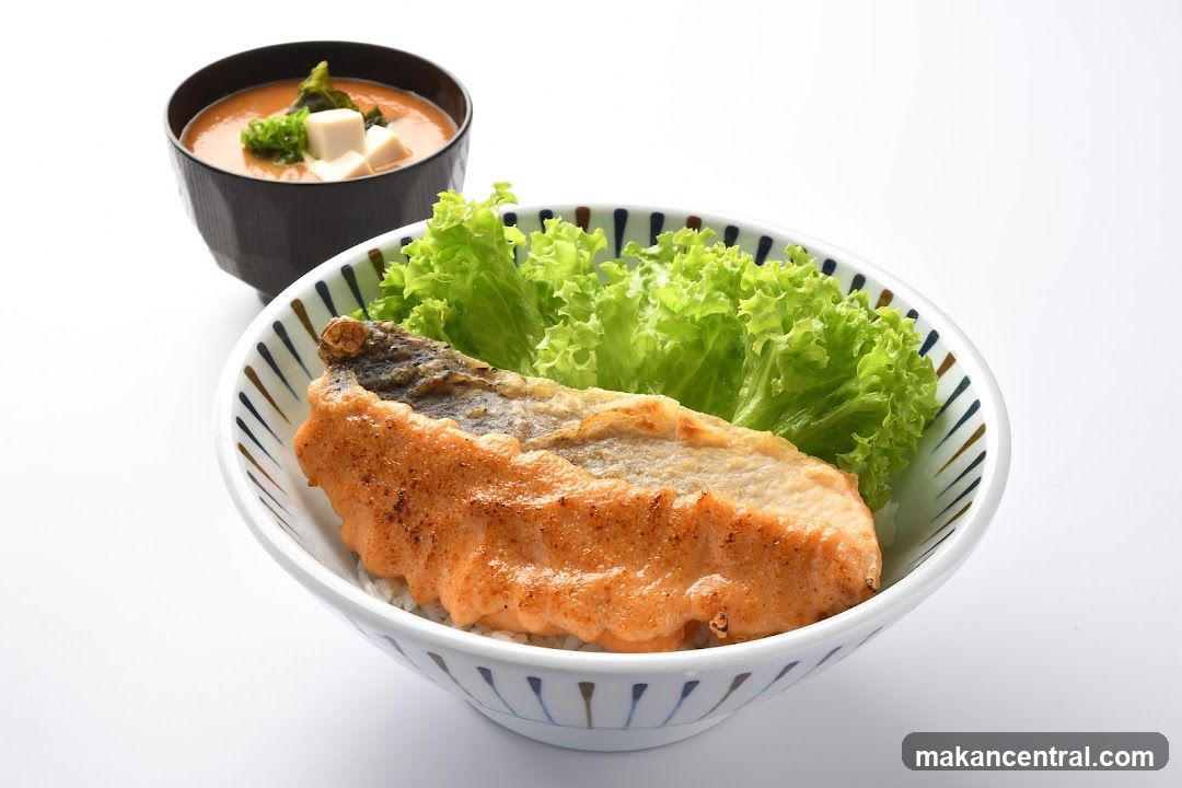 Salmon Donburi with Miso Soup