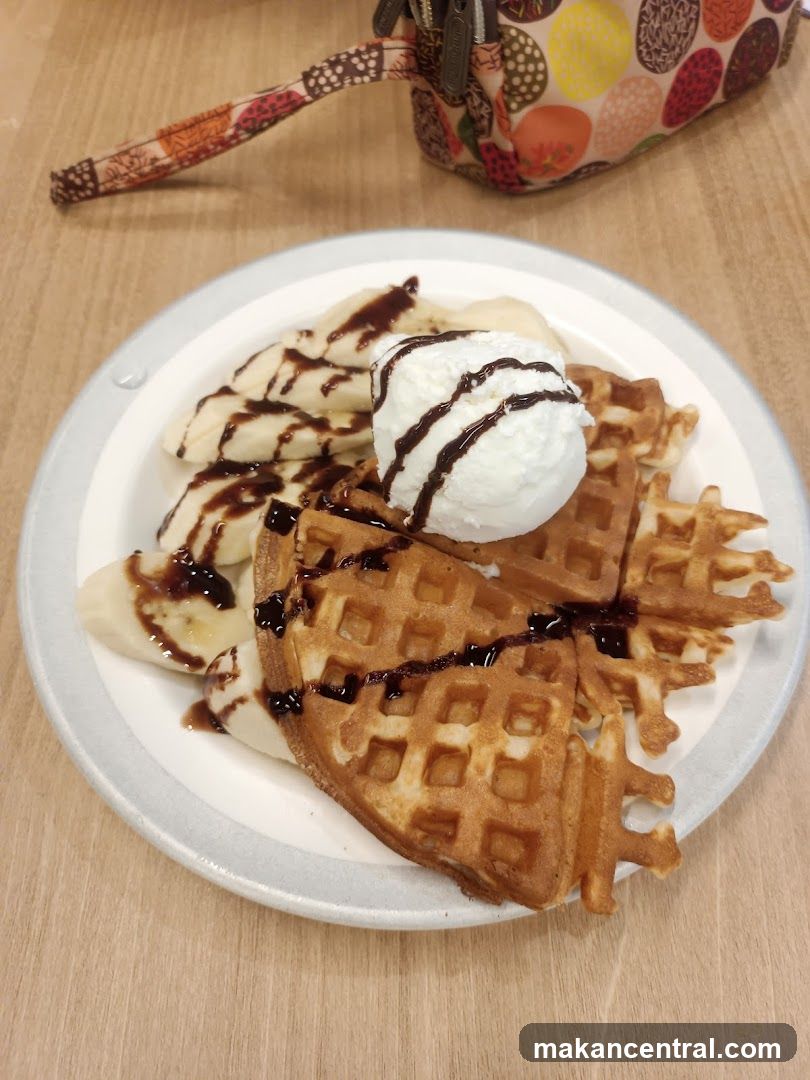 Waffles with Ice Cream and Bananas