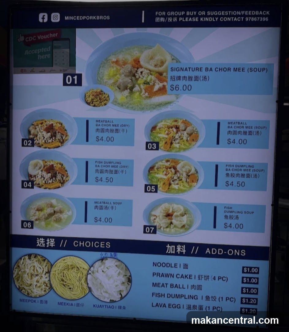 Minced Pork Bros Menu