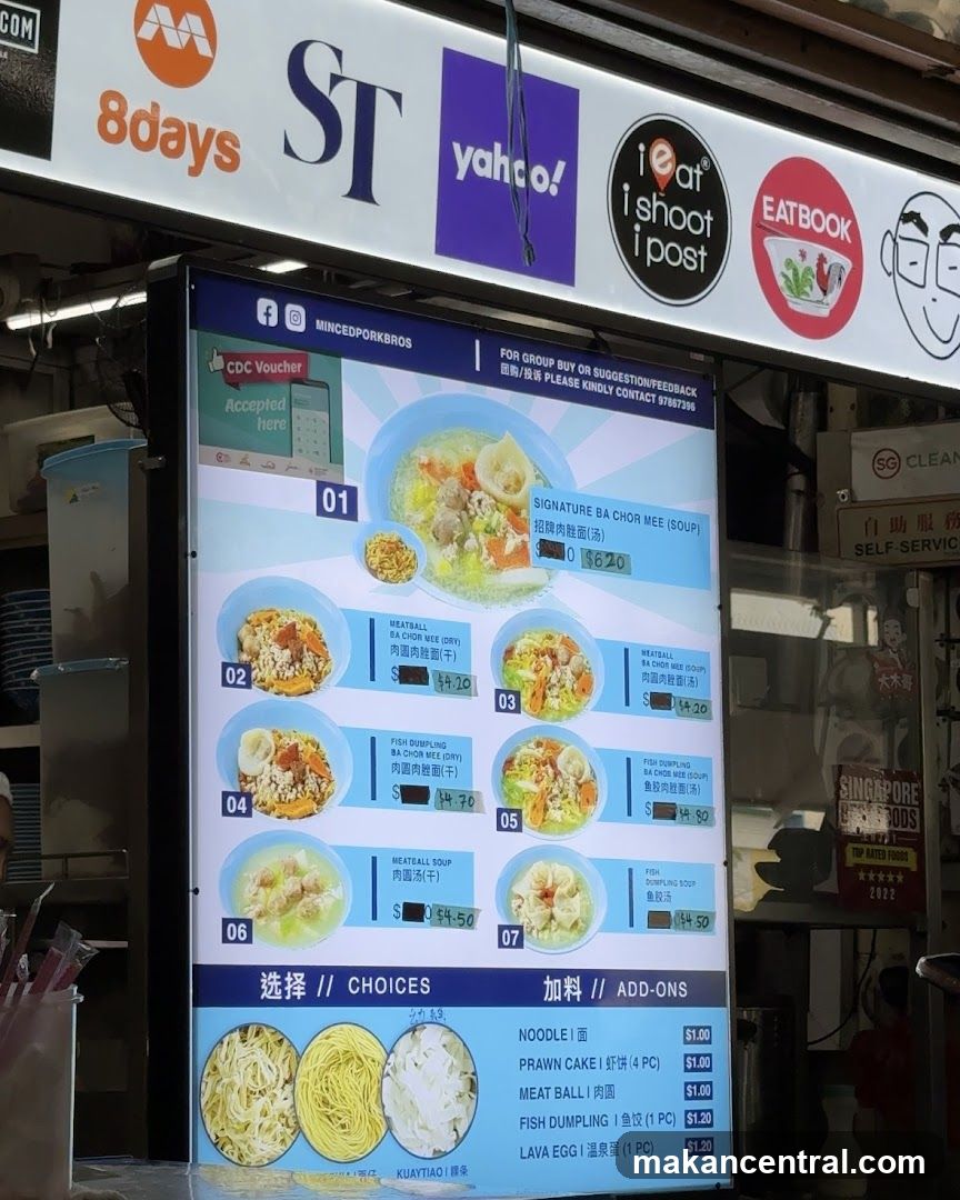 Minced Pork Noodles Menu