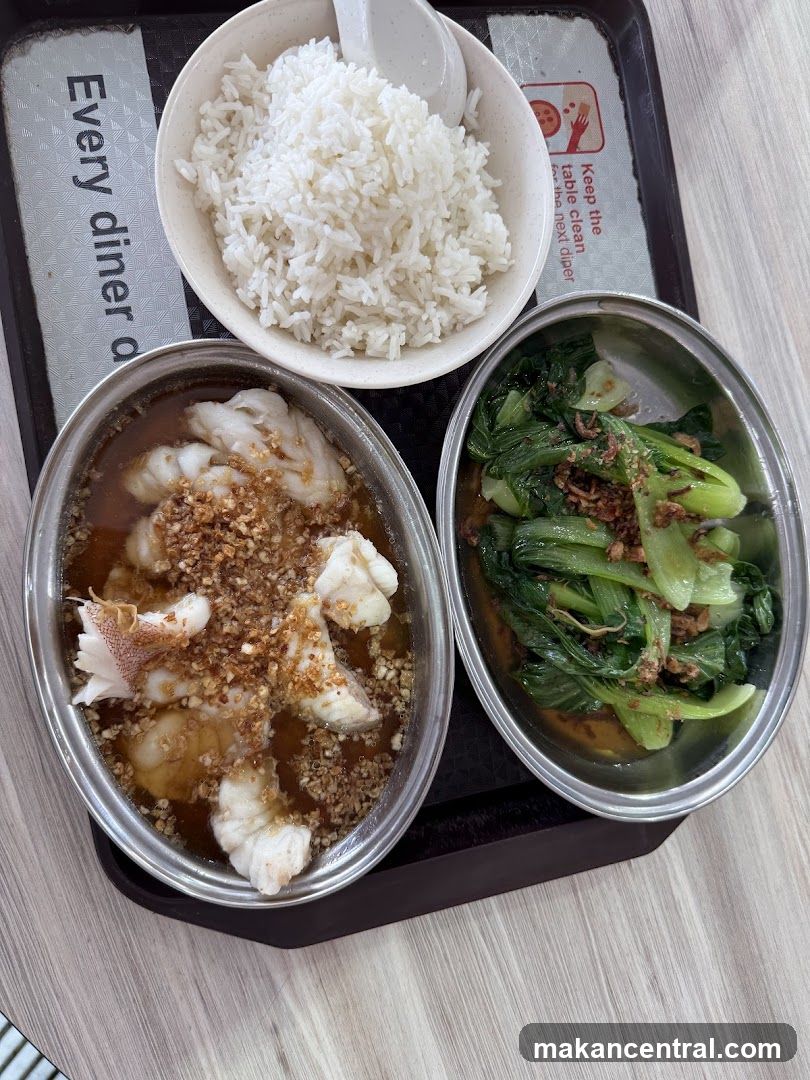 Steamed Fish with Garlic and Stir-fried Greens