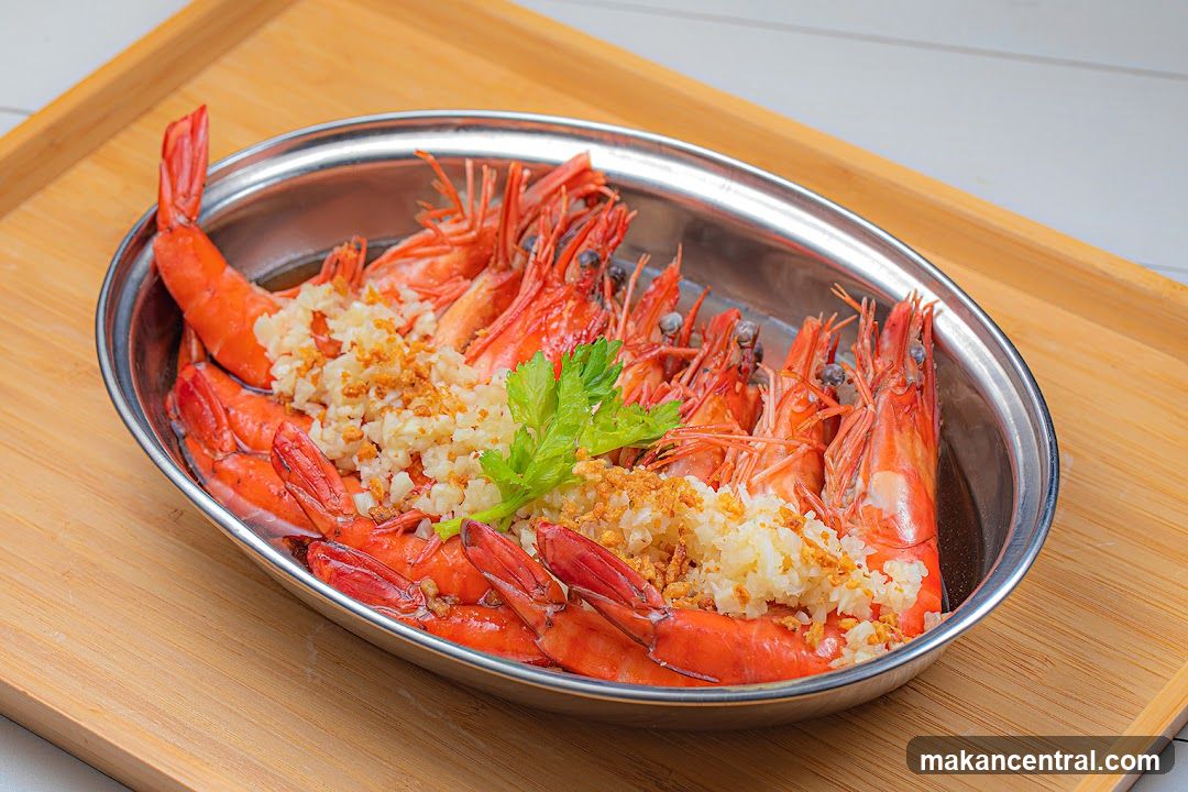 Steamed Prawns with Garlic
