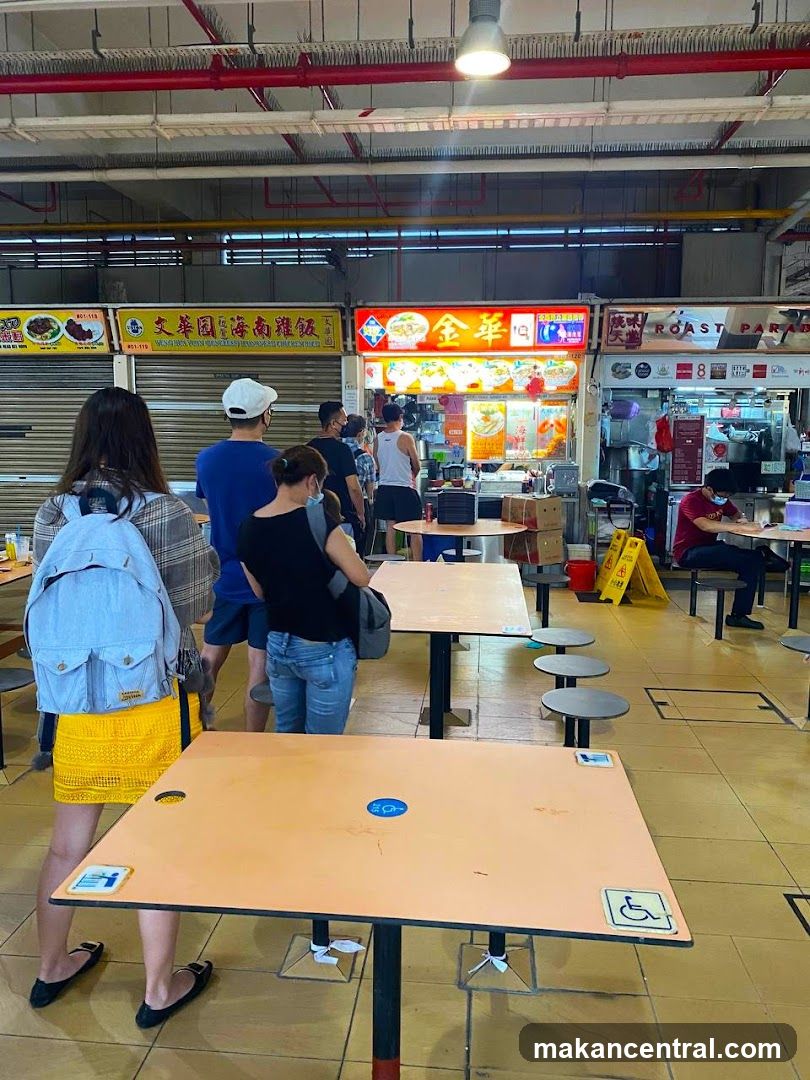 Food Court with People Queuing