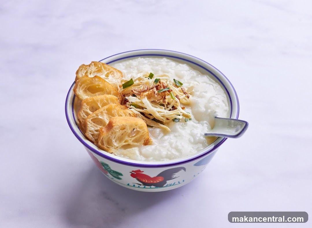 Chicken Congee with Fried Dough Sticks