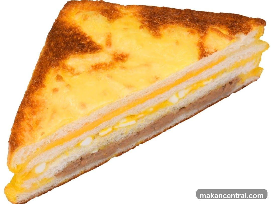 Triangular sandwich with cheese and egg