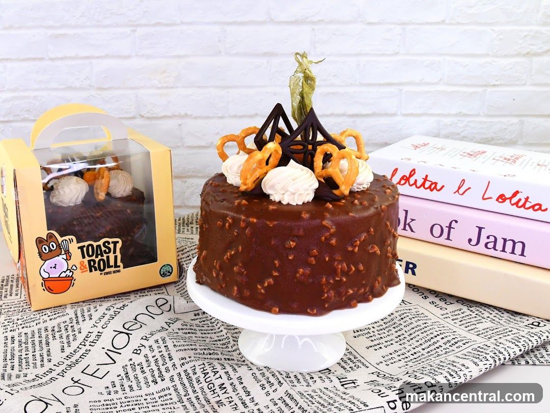 Chocolate Cake with Pretzel and Cream Topping