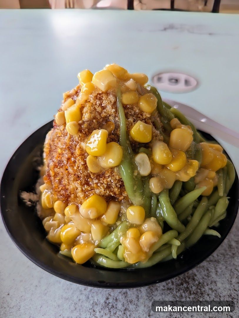 Shaved Ice Dessert with Corn and Chendol