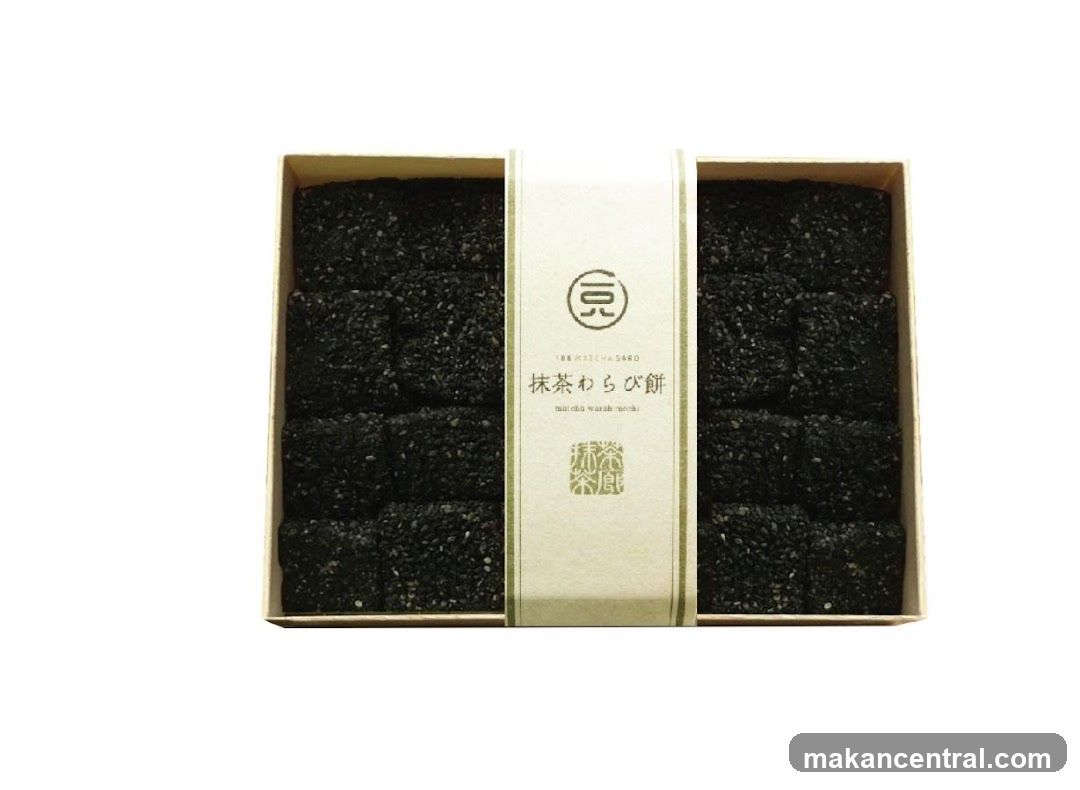Box of Black Sesame Matcha Warabi Mochi